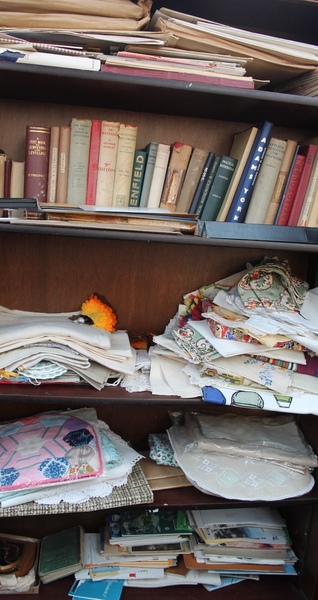 A collection of books on construction, maps, plans, linen and ephemera