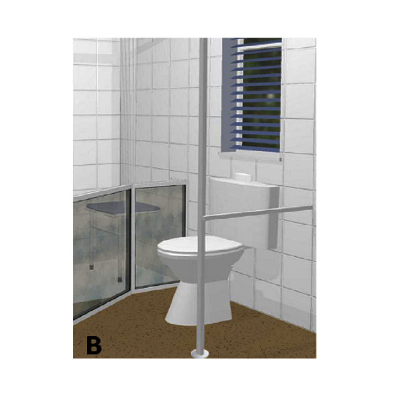 Floor To Ceiling Grab Rail With Horizontal Support White Simply