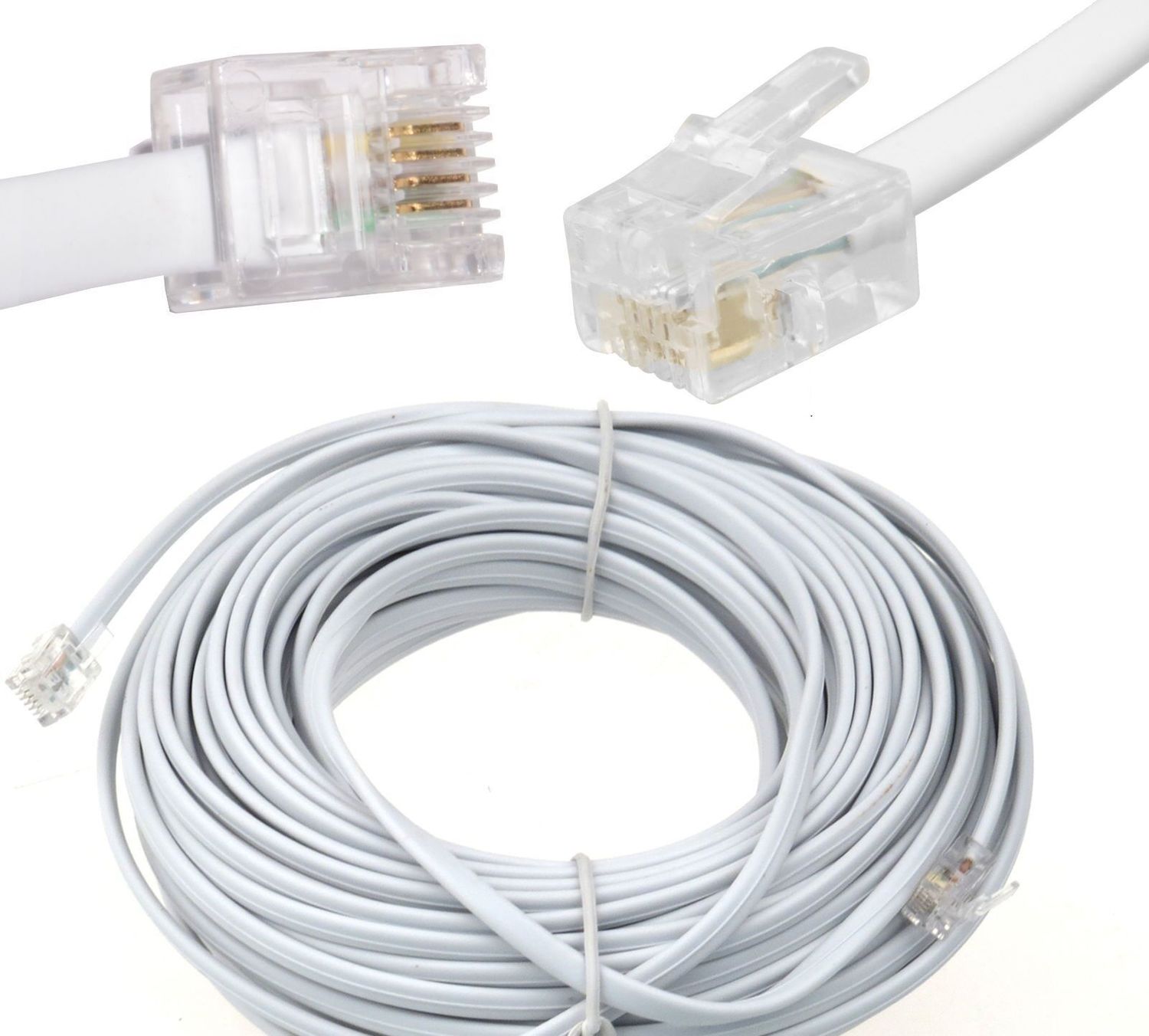 5m Long RJ11 To RJ11 Cable Lead 4 Pin ADSL DSL Router Modem Phone 6p4c ` WHITES!