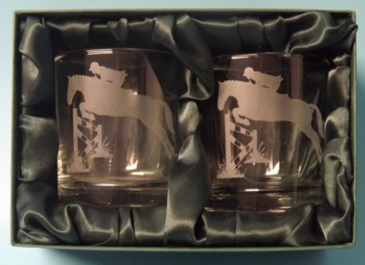 Engraved Whisky Glasses x 2