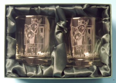 Engraved Whisky Glasses x 2