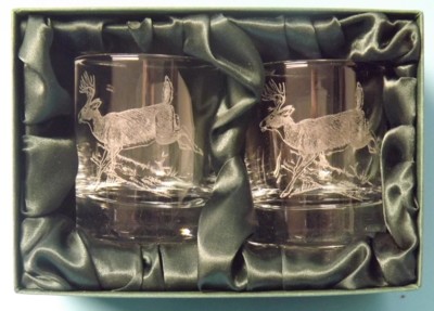 Engraved Whisky Glasses x 2