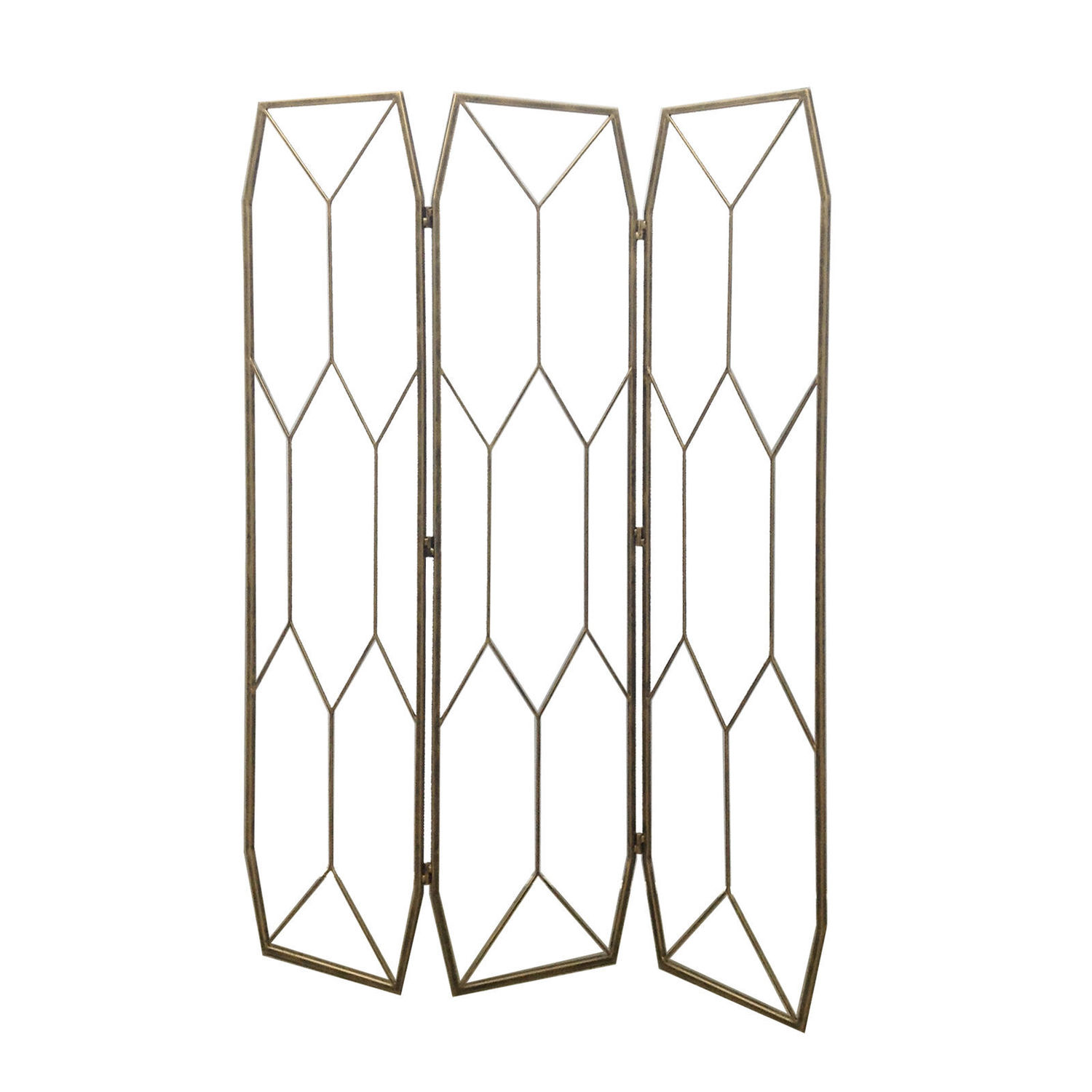 Platonic Antique Gold 3 Panel Decorative Screen Jigsaw Interior