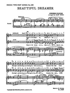 stephen foster beautiful dreamer 2 part piano accompaniment beautiful dreamer stephen foster sheet music
