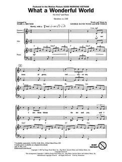 louis armstrong what a wonderful world ssa choral sheet music what a wonderful world piano sheet music