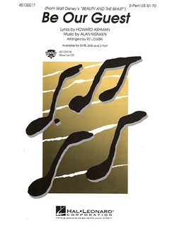 alan menken be our guest 2 part piano accompaniment sheet music be our guest sheet music