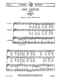 mozart ave verum 2 part and piano piano accompaniment sheet ave verum corpus sheet music
