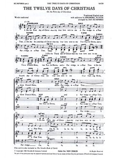 the twelve days of christmas satb choral sheet music sheet sheet music choir