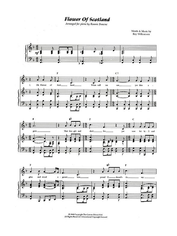 Roy Williamson Flower Of Scotland (PVG) Piano, Vocal & Guitar Sheet
