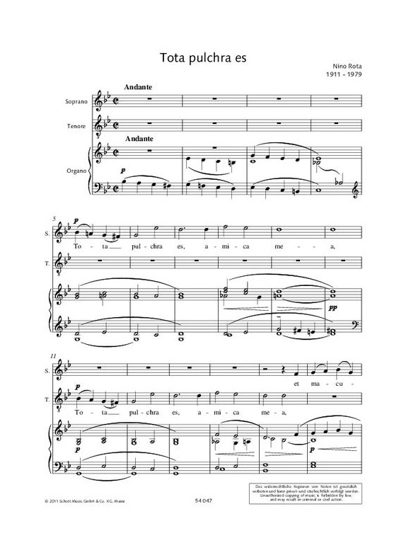 nino rota tota pulchra es organ digital sheet music sheet music nino rota sheet music