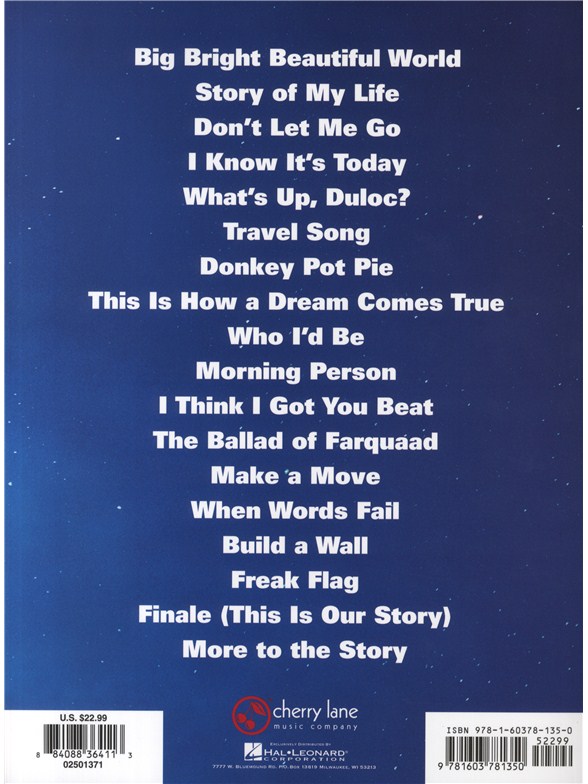 shrek the musical vocal selections piano vocal guitar sheet big bright beautiful world sheet music