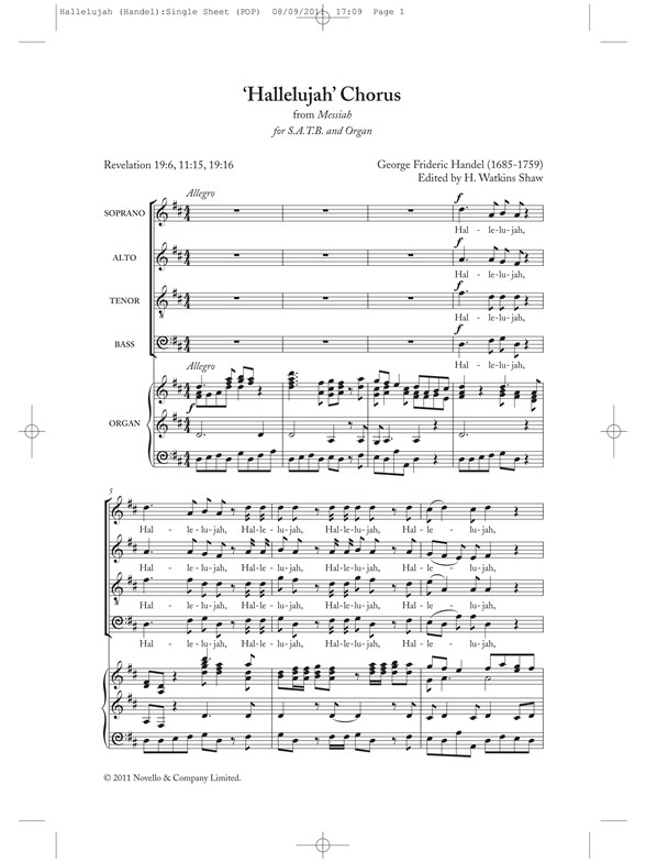 george frideric handel hallelujah chorus satb organ new hallelujah chorus sheet music