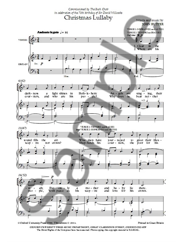 john rutter christmas lullaby organ accompaniment sheet music christmas lullaby sheet music