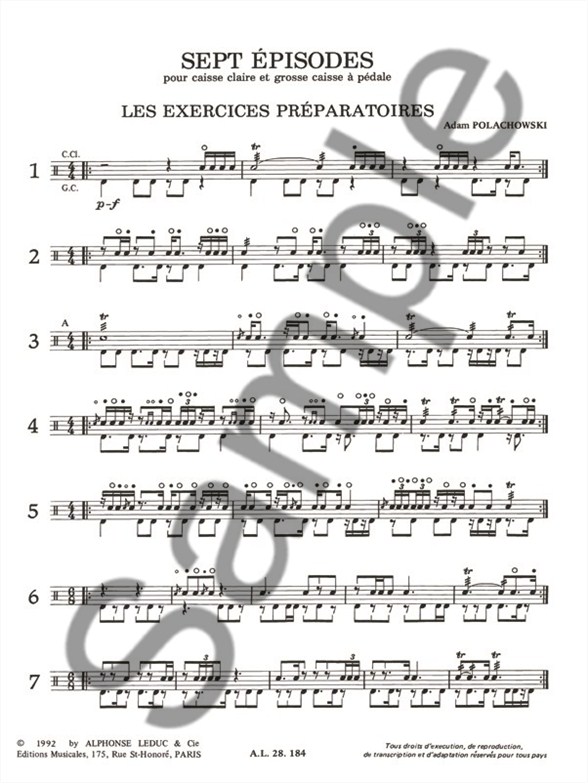 adam polachowski sept episodes for snare drum and bass drum drums snare drum sheet music