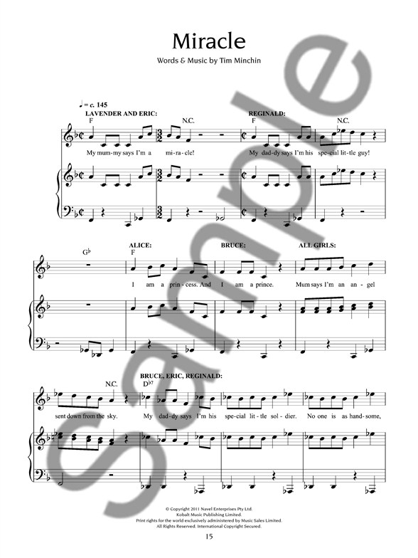 tim minchin roald dahls matilda the musical piano vocal matilda the musical sheet music