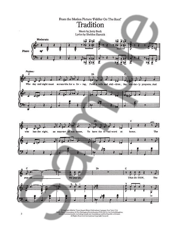jerry bock fiddler on the roof vocal selections piano vocal fiddler on the roof sheet music