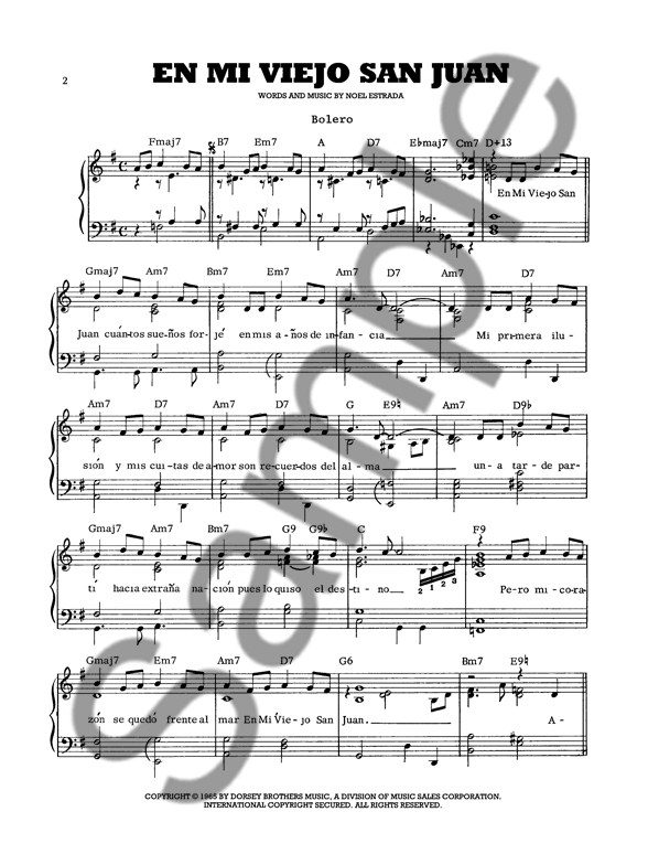 noel estrada en mi viejo san juan piano accompaniment sheet music en mi viejo san juan sheet music