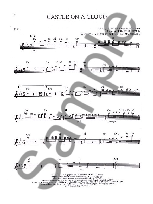 selections from les miserables for flute les miserables musci