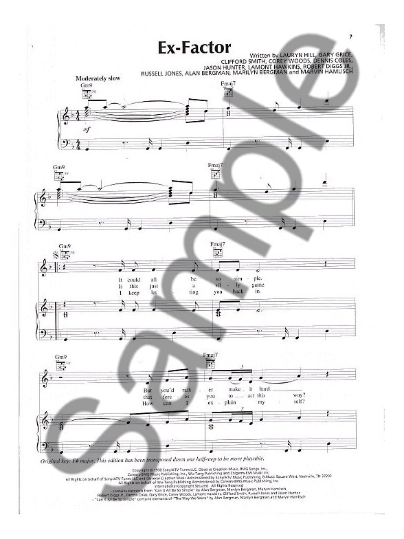 the miseducation of lauryn hill piano vocal guitar sheet music lauryn hill sheet music