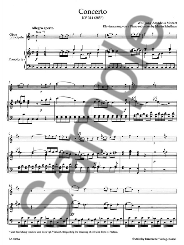 w a mozart oboe concerto in c k 314 oboe piano oboe sheet mozart oboe concerto sheet music
