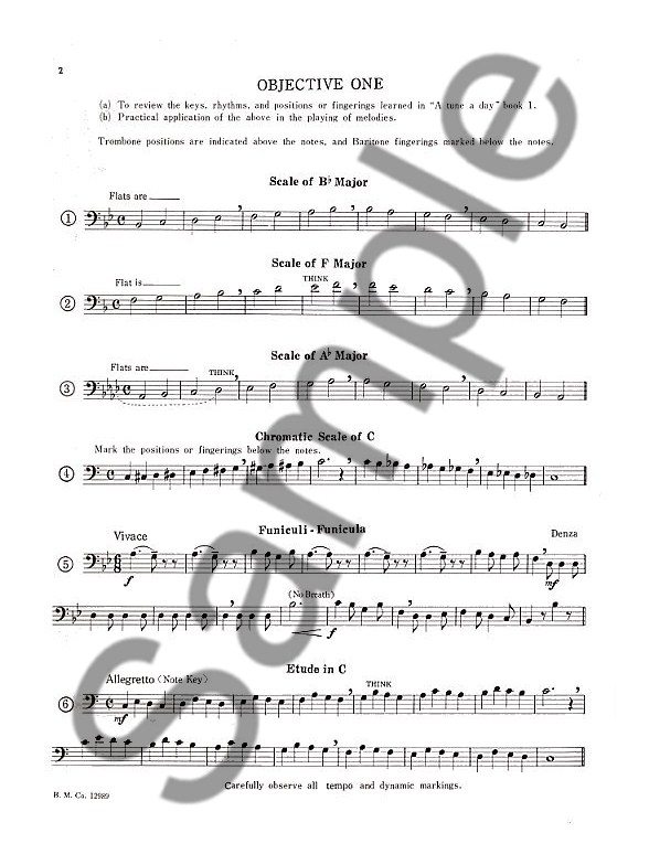 A Tune A Day For Trombone Or Euphonium Bass Clef Book Two Euphonium