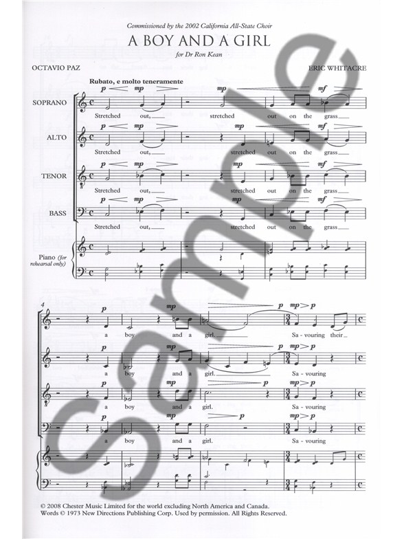 Eric Whitacre Collection Choral Sheet Music Sheet Music