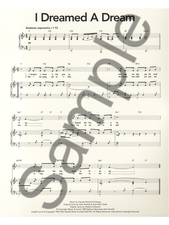 classroom pops i dreamed a dream piano vocal guitar sheet i dreamed a dream sheet music