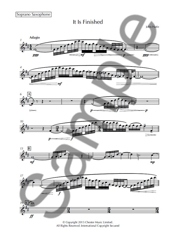 john harle it is finished saxophone part soprano saxophone it is finished sheet music