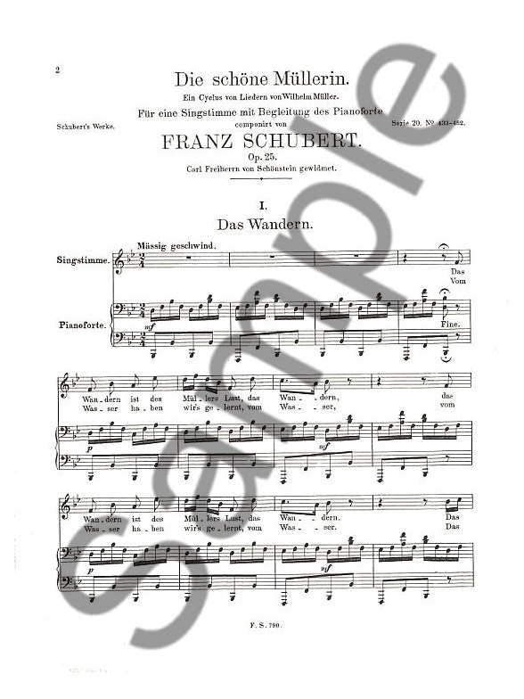 Franz Schubert Complete Song Cycles Piano Sheet Music