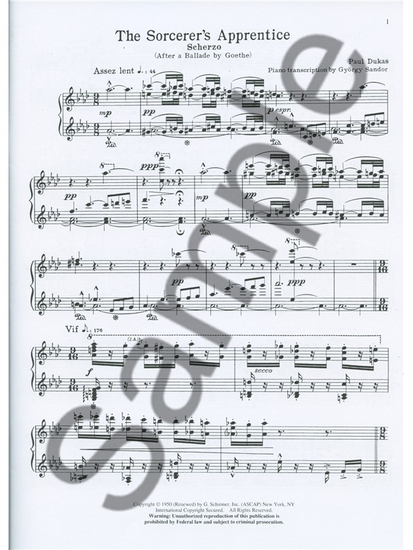 Paul Dukas Sorcerer's Apprentice (Piano) Piano Sheet Music Sheet