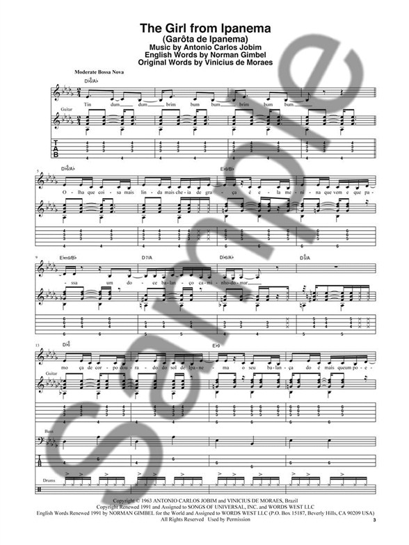 stan getz joao gilberto getz gilberto transcribed scores bass girl from ipanema sheet music
