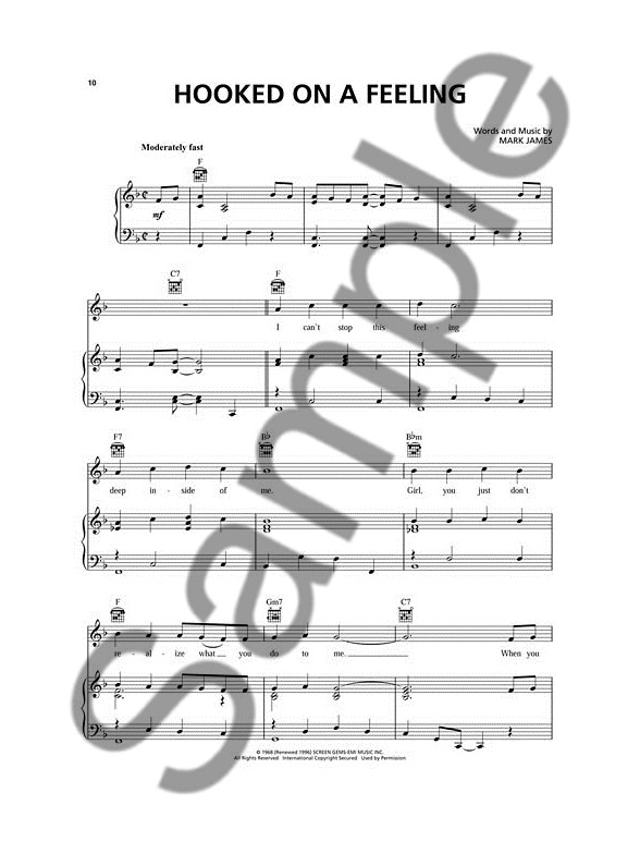 guardians of the galaxy piano vocal guitar sheet music sheet hooked on a feeling sheet music