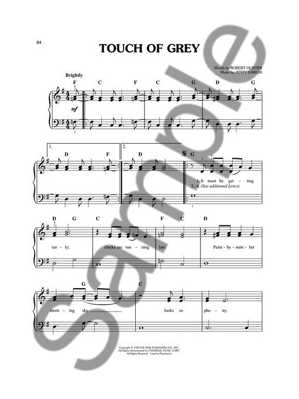 grateful dead for easy piano piano sheet music sheet music grateful dead piano sheet music