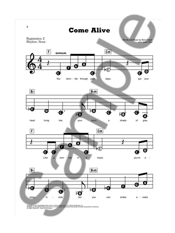 e z play today volume 99 the greatest showman keyboard sheet the greatest showman sheet music