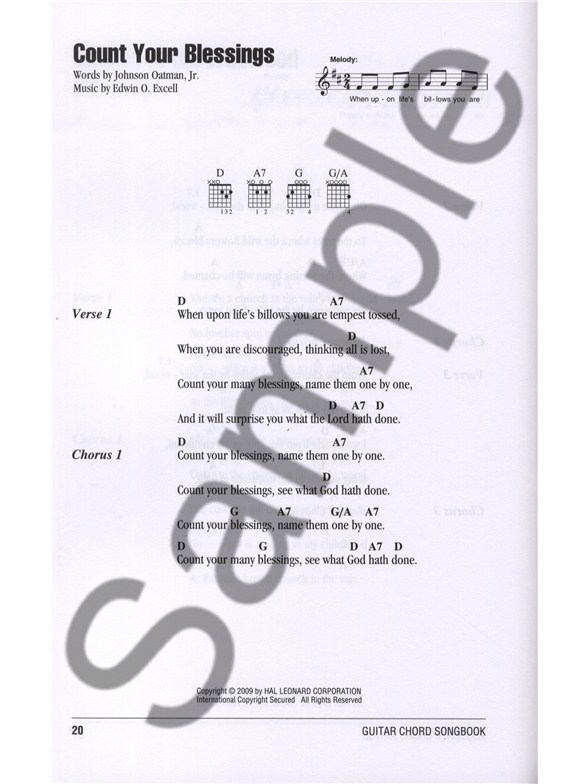 Guitar Chord Songbook - Gospel Hymns - Lyrics &amp; Chords Sheet Music ...