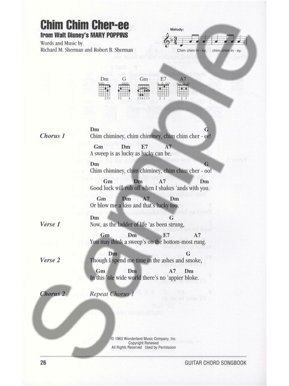 Guitar Chord Songbook Disney Lyrics & Chords Sheet Music Sheet