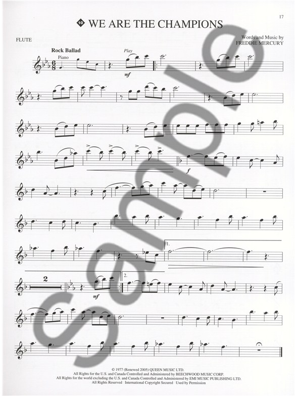 Flute PlayAlong Queen Flute Audio / Video Sheet Music & Songbooks
