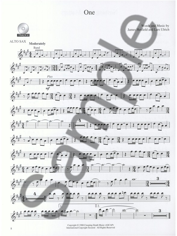 metallica best of alto saxophone alto saxophone sheet music one sheet music metallica
