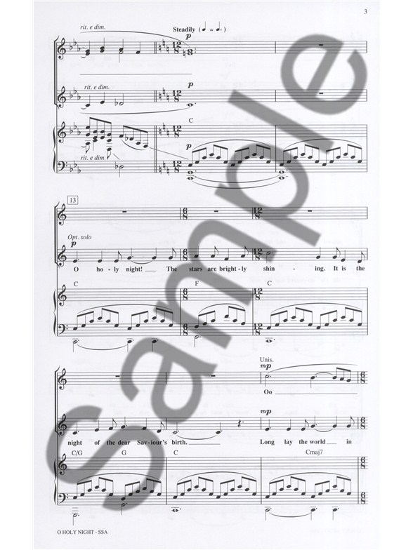 o holy night ssa piano accompaniment sheet music sheet music o holy night josh groban sheet music