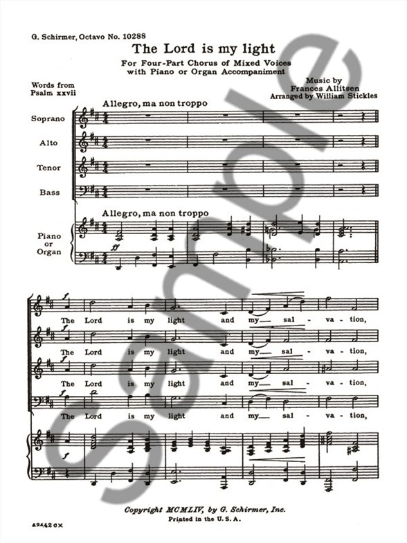 frances allitsen the lord is my light piano accompaniment sheet the lord is my light sheet music