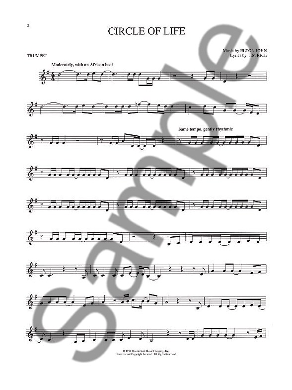 The Lion King Instrumental Solo Trumpet Trumpet Sheet Music Sheet