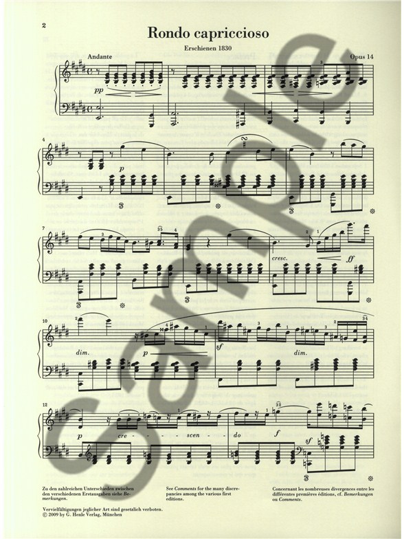 felix mendelssohn rondo capriccioso op 14 urtext piano sheet rondo capriccioso mendelssohn sheet music