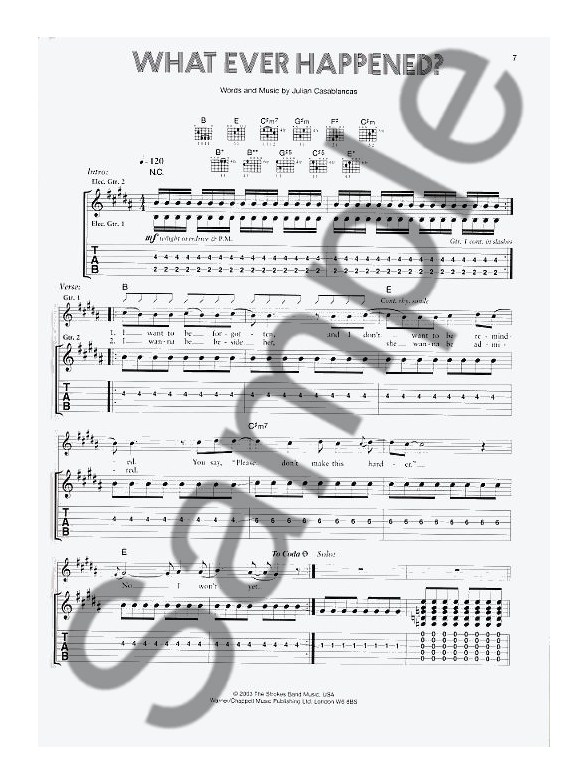 the strokes room on fire guitar tab sheet music sheet music the strokes sheet music