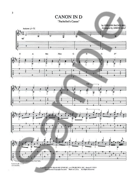 johann pachelbel canon in d tab guitar tab digital sheet music canon music sheet