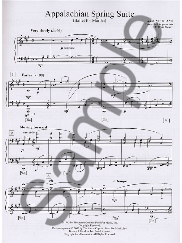 aaron copland appalachian spring suite transcribed for solo piano appalachian spring sheet music