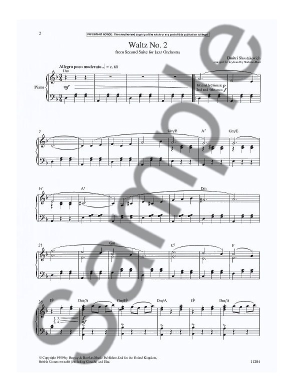 dmitri shostakovich waltz no 2 eyes wide shut keyboard sheet dmitri shostakovich waltz no 2 sheet music