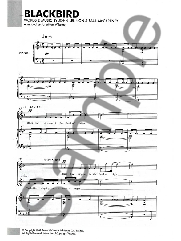 the beatles blackbird ssa piano piano accompaniment sheet blackbird piano sheet music