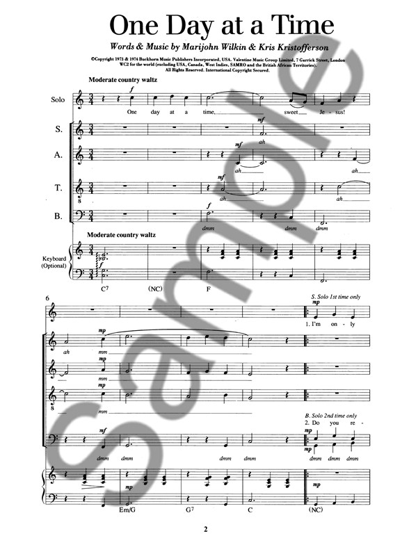 Kris Kristofferson/Marijohn Wilkin: One Day At A Time &hellip;