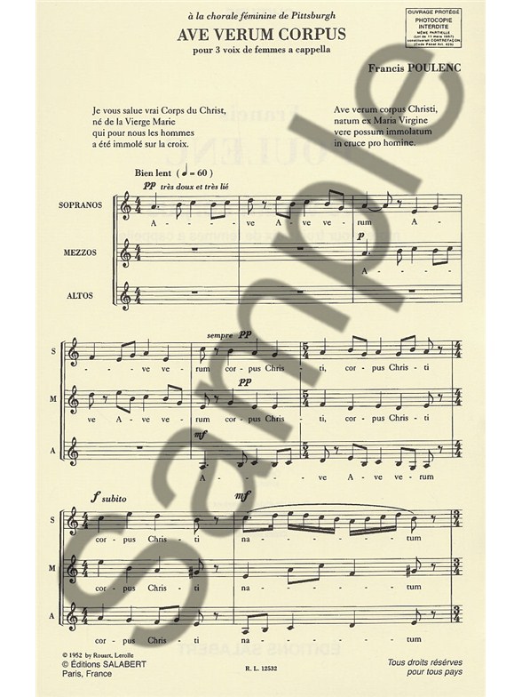 francis poulenc ave verum corpus sma choral sheet music sheet ave verum corpus sheet music