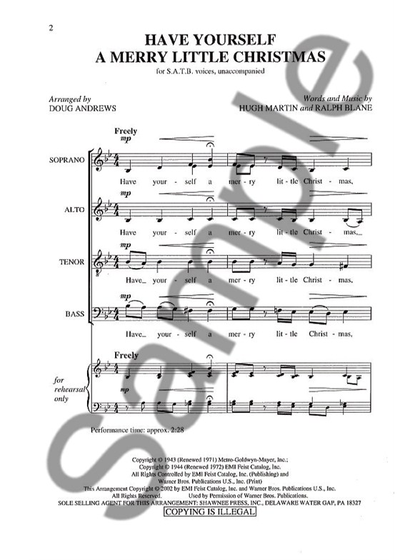 have yourself a merry little christmas satb choral sheet music have yourself a merry little christmas sheet music